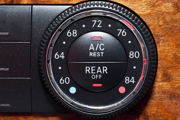 Climate control dial on an expensive sports car