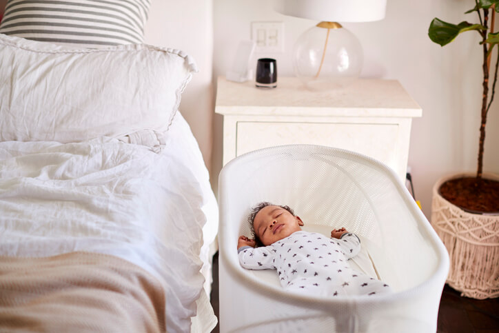 Newborn baby sleeping on back 