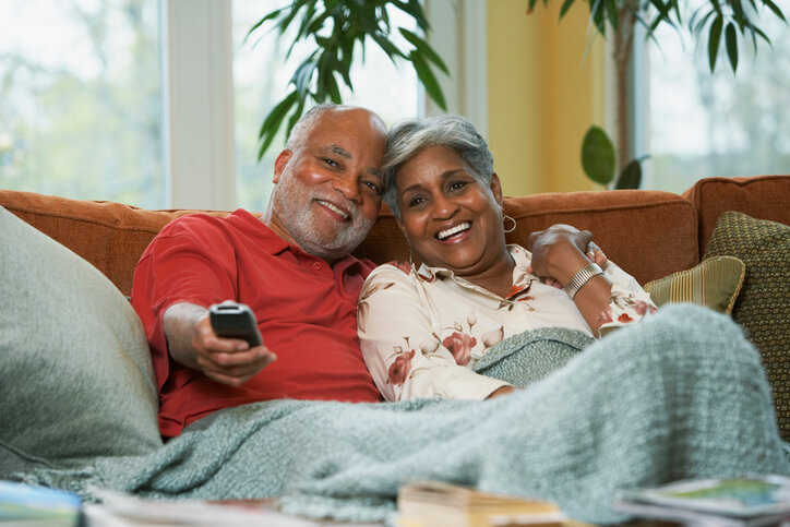 Couple Watching A Movie In A Different Language