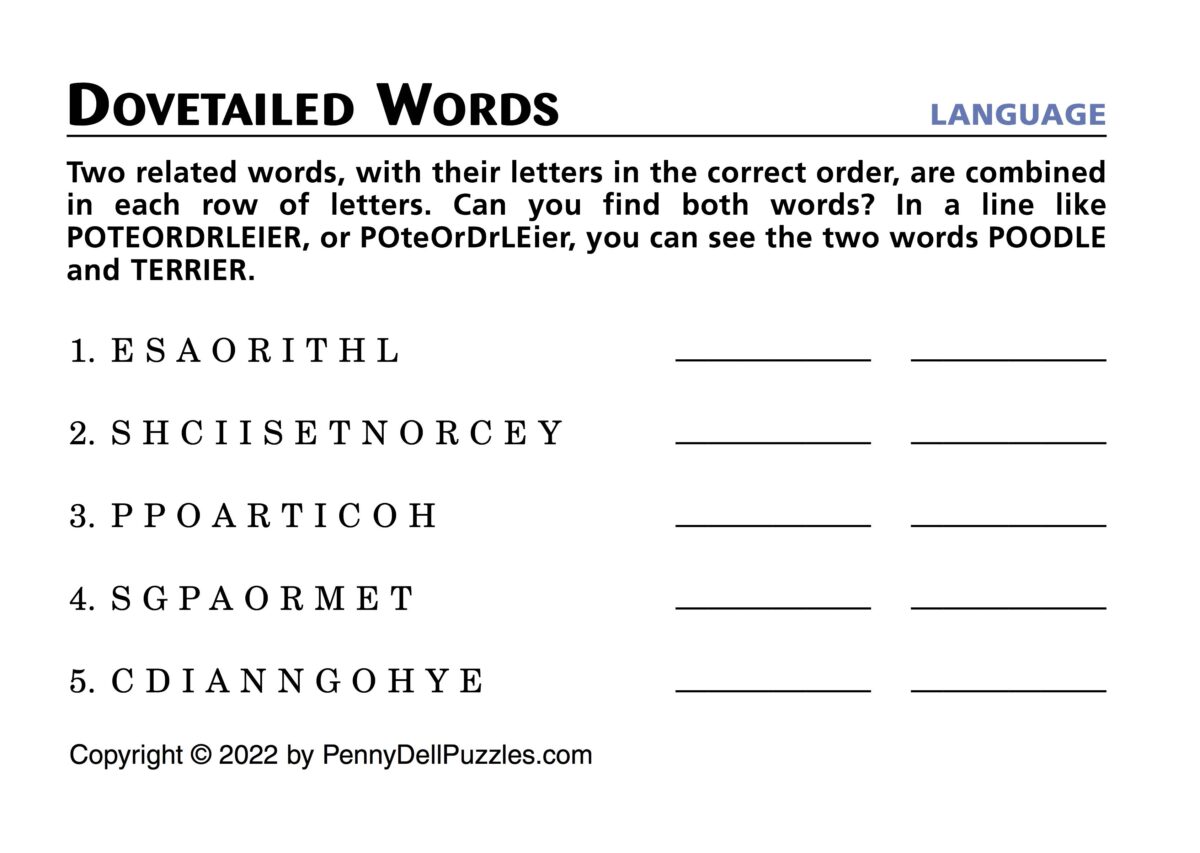 Try these two fun word puzzles to challenge your brain