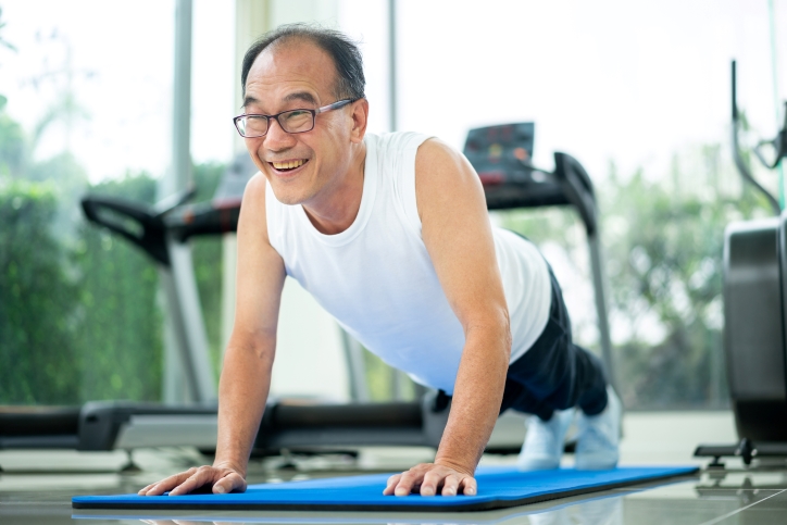 exercising in gym