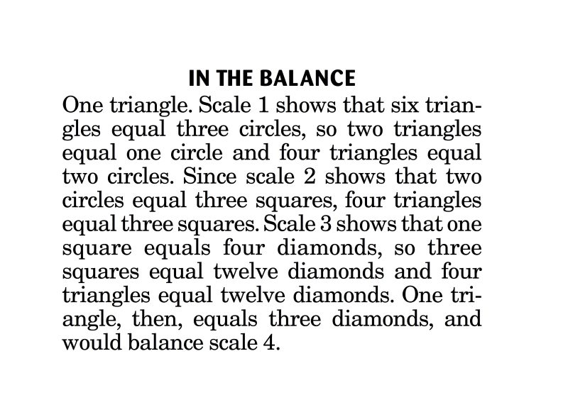 balancing the scales brain teaser answer guide