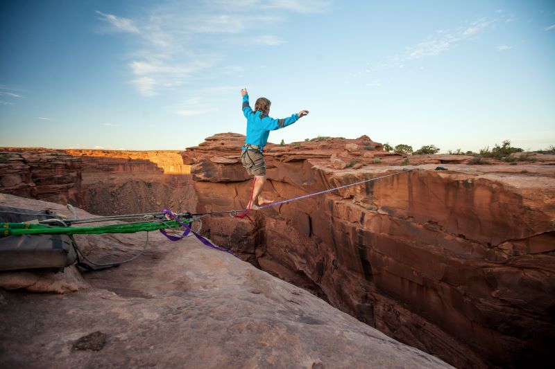 man balancing over Grand Canyon